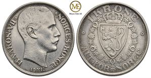 1 krone 1912 Haakon VII. Kv.1+