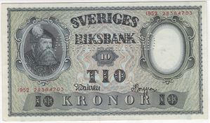 10 kronor 1952 Makkulert/Annulerrad. Kv.01