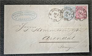 NORDDEUTSCHER POSTBEZIRK Brev stemplet "HAMBURG 18-2-70" til Arendal, Norwegen