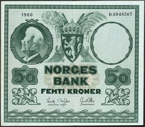 50 kr 1960, serie D.6948567. 1+