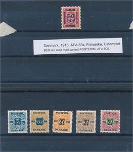 DANMARK x AFA 83x med variant "POSTERIM" + 5 27øre provisorier