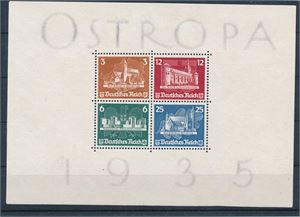 REICH (x) Mi Bl 3, 1935 OSTROPA (€ 1300). Noe splittet i taggingen høyre side, men ellers pen