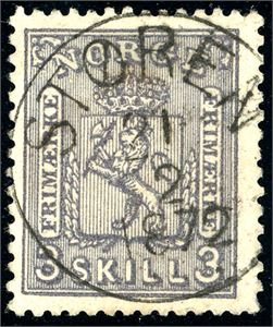 13. 3 skill 3, nær rettvendt fullstemplet "Støren 21.2.1872".
