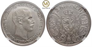 2 kroner 1916 Haakon VII. Kv. 01