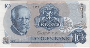 10 kroner 1972 QI. Erstatningsseddel. Kv.0