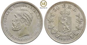 50 øre 1902 Oscar II. Kv.0/01