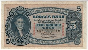 5 kroner 1939 R.3063609. Kv.0