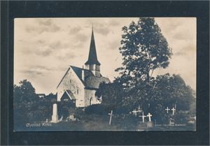 ØYESTAD KIRKE (Gjeruldsen 012). Litt tekst bak, ikke postsendt