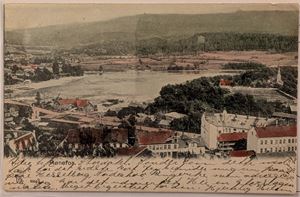 HØNEFOSS, kolorert kort stemplet 1904