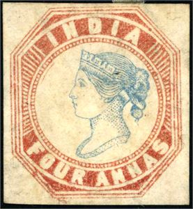 18. India. The 4 Anna 1854. Head die I. Unused with light solling. Certificates RPSL 2023.