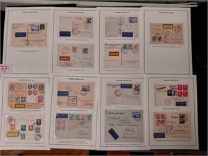 REICH-ZEPPELIN En fantastisk samling 66 brev 1928-39. I tillegg Mi 422-23 postfriske (€ 450). Alt er avbildet, vi har aldri sett maken til samling.