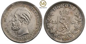 1 krone/30 Sk. 1875 Oscar II. Kv.01-0/01