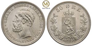 50 øre 1891 Oscar II. Kv.0