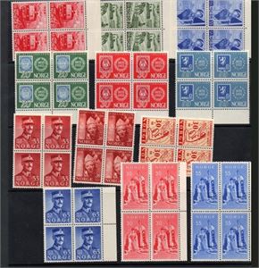 xx Lot med 12 fireblokk NK414-452, flere med margkant