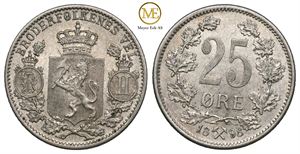 25 øre 1898 Oscar II. Kv.0/01