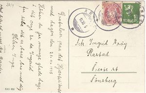 Hjelpestempel.  Årnes (Ak) 19-XI-35, 3 avtrykk på postkort