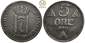 5 øre 1918 Haakon VII. Kv.0/01