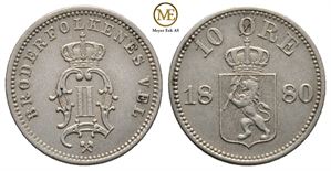 10 øre 1880 Oscar II. Kv.0/01