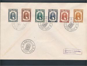 ISLAND-FDC Mi 231-36, 1944 Republikk (€ 100)