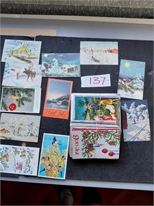 JULEKORT 9 cm bunke. Noen få småformat, noen store med julemerker