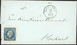 4. 4 skilling Oscar på brevomslag, fullstemplet "Silgjord 24.8.1861".