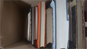 MYNTLITTERATUR kartong med flera titlar. Tungt, bör hämtas