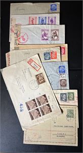 BREV TIL NORGE 9 brev fra Tyskland, Belgia og Böhmen & Mähren. Diverse sensurstriper