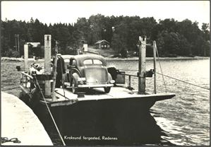 Kroksund fergested, Rødenes. Storformatkort brukt i 1961. K-2