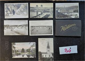 OSLO/AKERSHUS 7 småformat + kortmappe "Kristiania" fra Mittet med 20 kort