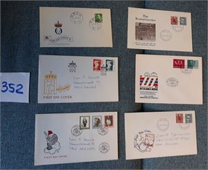 FDC Nk 453, 25øre Olav (Hk 1400) +  5 andre