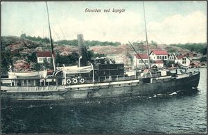 Stensöen ved Lyngør. Brukt i 1912. Svak hjørnebrett. K-2