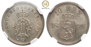 10 øre 1899 Oscar II. Kv.0/prakt