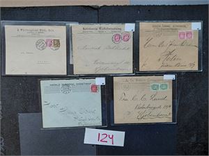 FIRMALOGOER 5 brev stemplet 1906-35, alle med ganske pene firmalogoer. GI BUD!