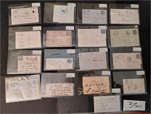 FRANKRIKE-BREV/KORT 17 stk 1804-79. Gamle priser på omslagene