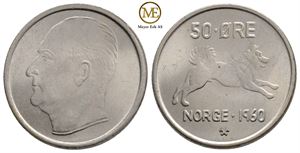 50 øre 1960 Olav V. Kv.0