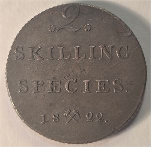 2 skilling 1822. 1+