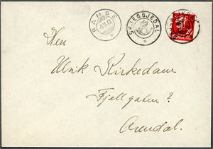 246. 20 øre Løve på konvolutt, anert med KPH "Skjeggedal" og ved siden stemplet "Ramse 3.6.42" (AA, 8 pkt).