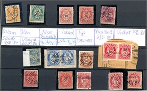 Ca 50 norske merker fra perioden 1872 til 1900, alle er anert med blekk aneringer.