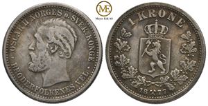 1 krone 1877 Oscar II. Svensson forfalskning