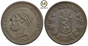 1 krone 1877 Oscar II. Kv.0