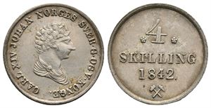 4 skilling 1842 Carl XIV Johan. Kv.0/01