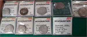 ABBASTERMA mm. Parti med olika identifierade mynt, förvärvade vid äldre auktion.