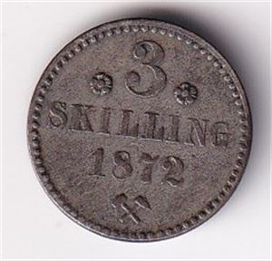 3 skilling 1872, store rosettar