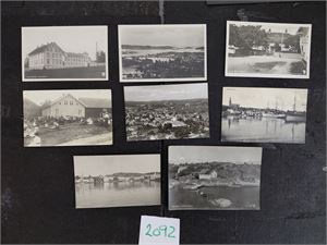LILLESAND/BIRKELAND 7 små- og 1 storformat. Det store er stemplet "SKOTTEVIK 1951"