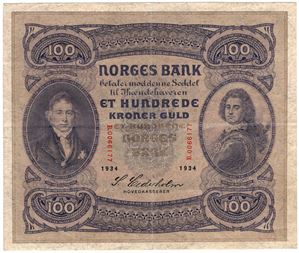 100 kroner 1934 B.0066177. Kv.1/1+