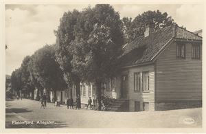 Flekkefjord. Allégaten (F.Horjen) småf.  Stemplet -42