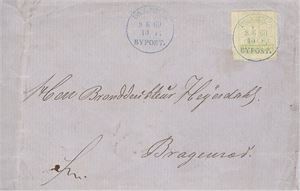 Drammen Brev med nr. 1A 2 skill på brev til Bragernæs og stemplet Drammen Bypost 8.6.69.  Merket noe falmet.  Sjeldent!!  (Omsatt på Skanfil auksjon 182 i 2013)