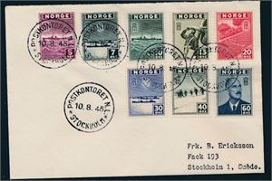 Nk 331-38. Londonutgaven på brev st "Postkontoret NL Stockholm 10-8-45"