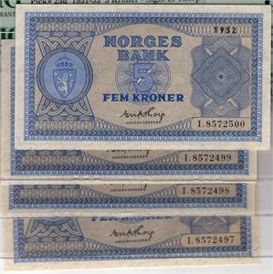 5 kroner 1952 I.8572497-00 i serie. Kv.0/01