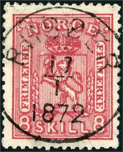 15. 8 skill 8, rettvendt fullstemplet "Riisøer 13.1.1872".